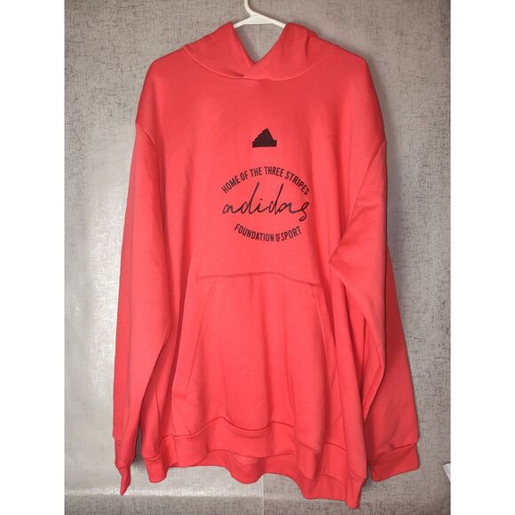 Adidas Long Sleeve Bright Red Active Hoodie Sz 2XL NWT - Picture 1 of 4